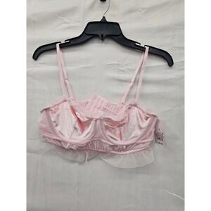 Target Women Pink Satin Mesh Ruffle Underwire Bralette Light Pink S 023103221
